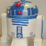 R2-D2 Robot Cake made with rolled fondant. It's truly out of this world!