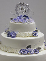 Simply silver. A stunning single layer stacked anniversay cake