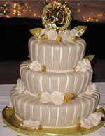50th Wedding Anniversary cake with fondant detailing.
