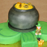 3-D Shamrock, pot of gold and leprechaun cake