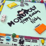 Monopoly gameboard cake in rolled fondant.