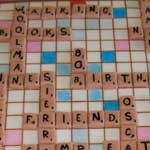 Scrabble game board cake.