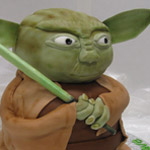 Standing Yoda Cake made with rolled fondant